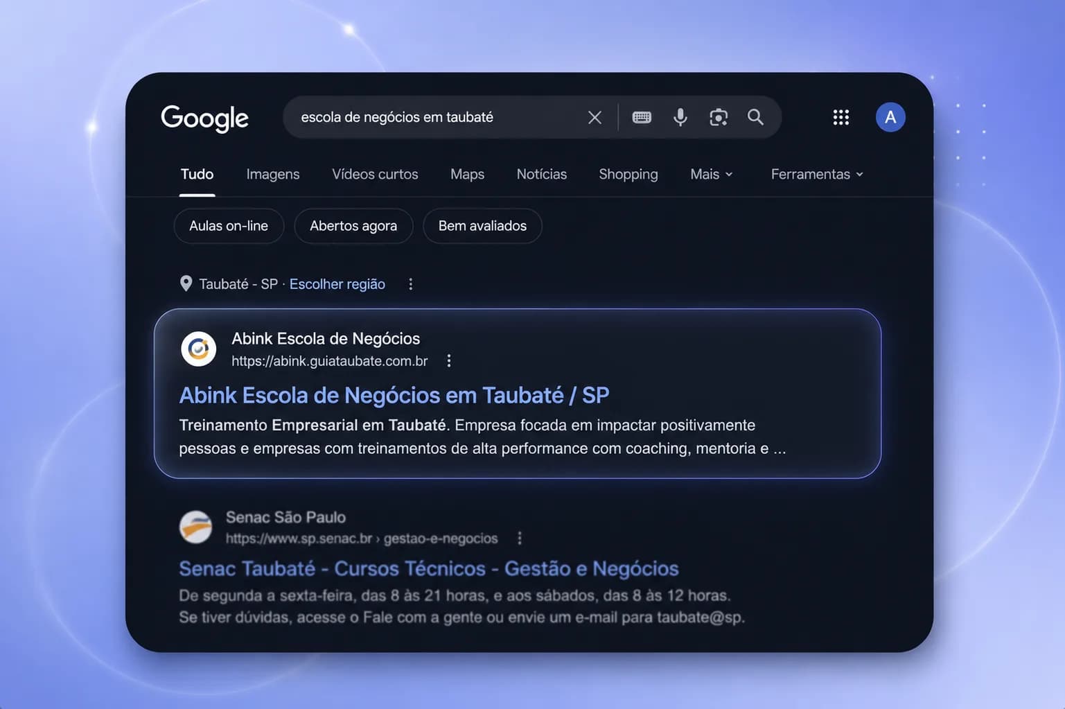 Google Meu Negócio integrado ao Guia Taubaté